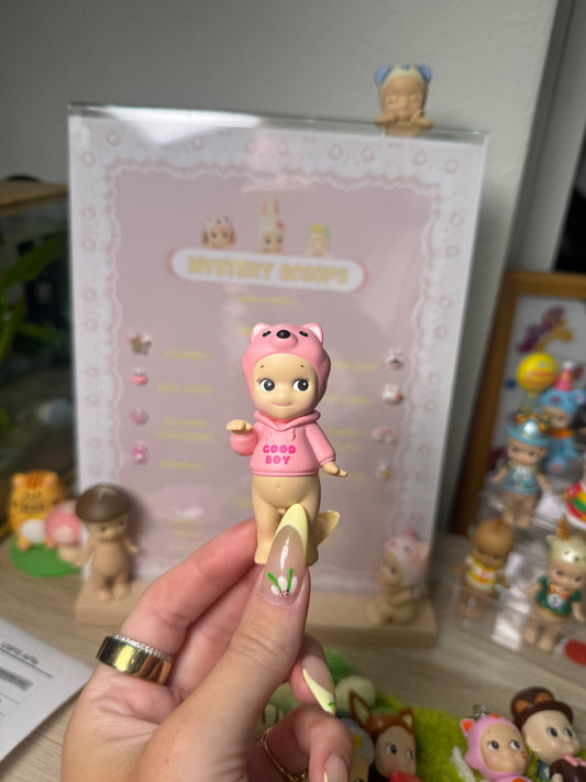sonny angel opened dog time lucky Pink Pomeranian