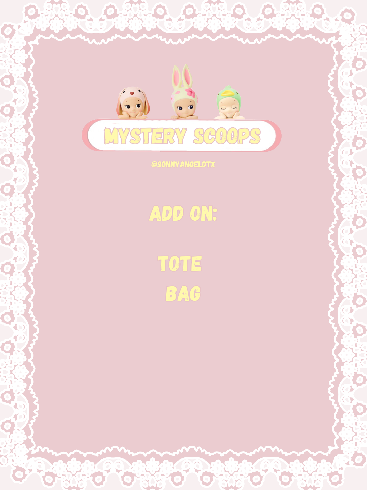 sonny angel stitched tote bag